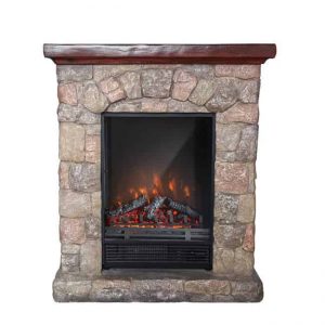 Luxen Home WHIF632 Poly Stone Cottage Free Standing Electric Fireplace Heater Mantel with Remote