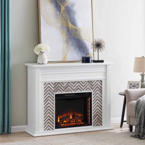 Lynfords Tiled Marble Electric Fireplace by Ember Interiors