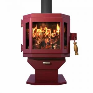 MF Fire Mojave Red Catalyst Wood Stove w/SS Door and Room Blower Fan