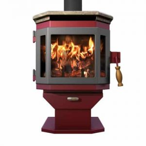 MF Fire Mojave Red Catalyst Wood Stove with Charcoal Door