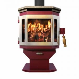 MF Fire Mojave Red Catalyst Wood Stove with SS Door and Soapstone Top