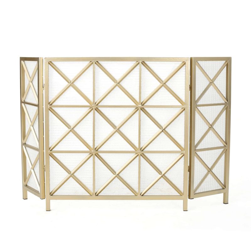 Mandralla 3 Panelled Iron Fireplace Screen