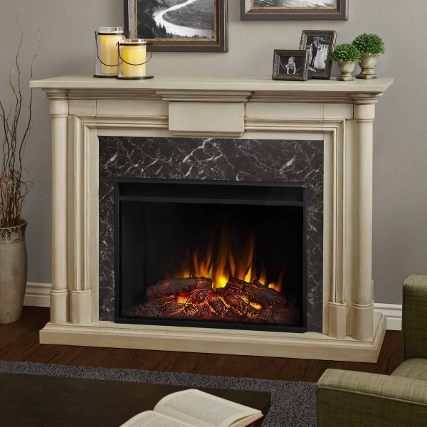 Maxwell Grand Electric Fireplace in Whitewash by Real Flame