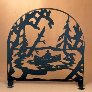 Meyda 30"w X 30"h Canoe At Lake Arched Fireplace Screen