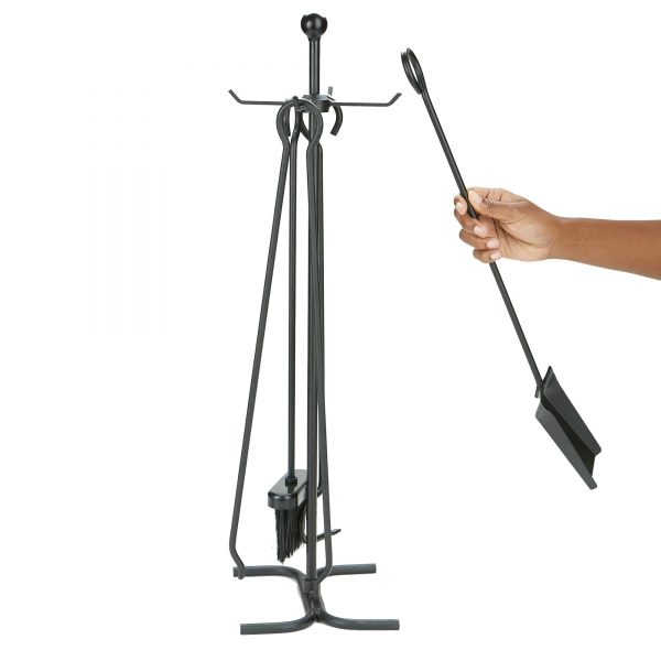 Mind Reader 4 Piece Stand Alone Steel Fireplace Tools