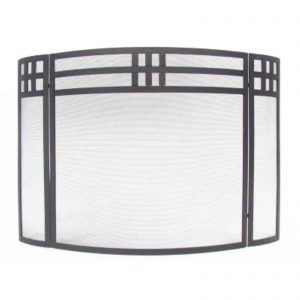 Minuteman International 3 Panel Mission Fireplace Screen - Black