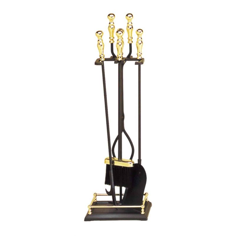 Minuteman International Black and Brass 4 pc. Fireplace Tool Set