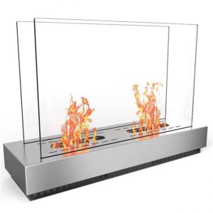 Moda Flame EF6009-MF Phoenix Ventless Free Standing Ethanol Fireplace in Stainless Steel