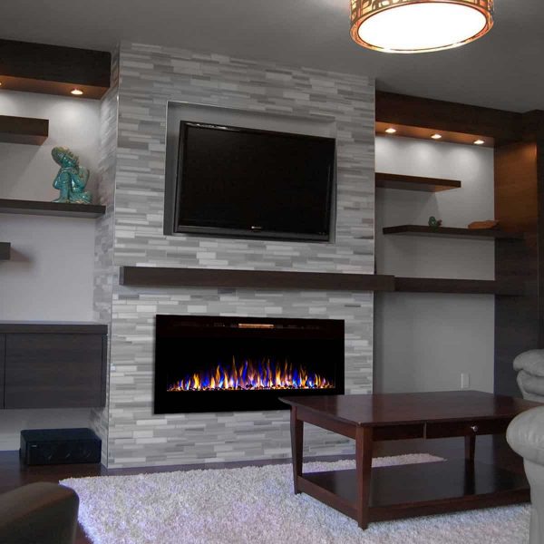 Moda Flame LW2050WS-MF 50 in. MFE5048WS Cynergy Built-in Wall Mounted Electric Fireplace - Pebble Stone 3