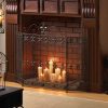 Modern Fireplace Screen Contemporary Iron French Revival Fireplace Screens Black 3