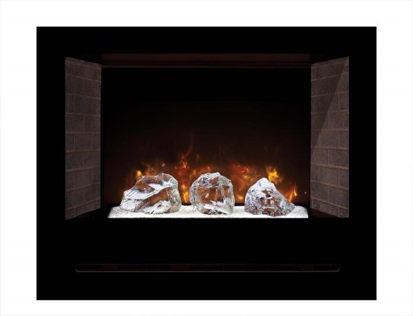 Modern Flames Home Fire Series Electric Fireplace with Glass Set and Red Straight Side Panels