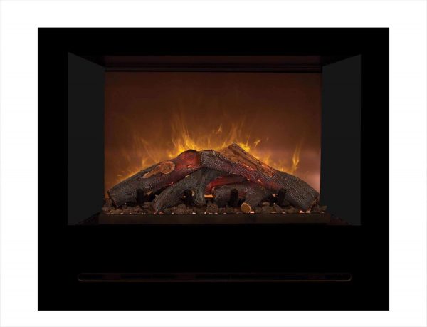 Modern Flames Home Fire Series Electric Fireplace with Log Set and Black Glass Side Panels