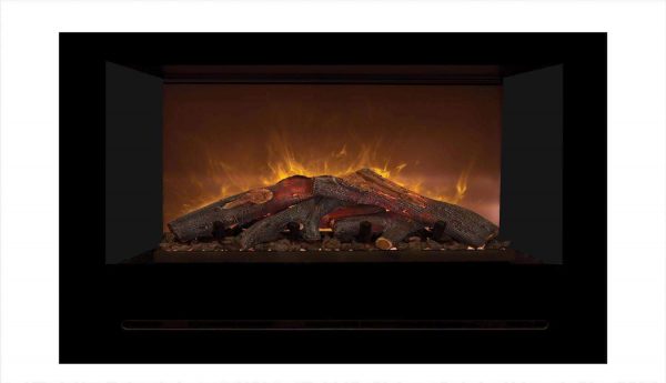 Modern Flames Home Fire Series Electric Fireplace with Log Set and Black Glass Side Panels