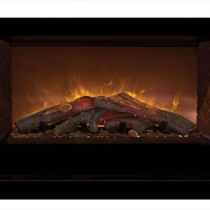 Modern Flames Home Fire Series Electric Fireplace with Log Set and Red Herringbone Side Panels