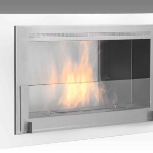 Montreal Wall Mounted Fireplace in Gloss White with Stainless Steel Interior Things Are Heating Up