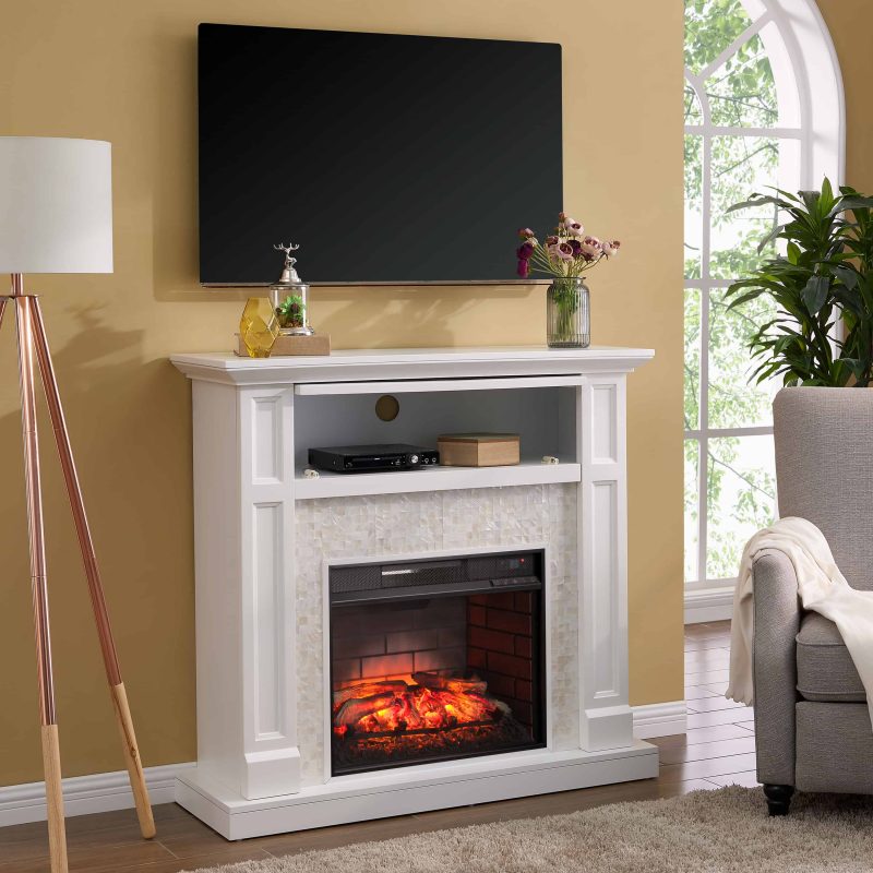 Naplio Tiled Media Fireplace Console