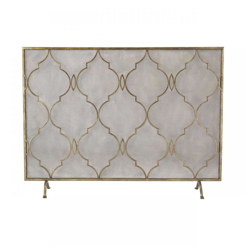 New Product Agra Antique Gold 34-Inch Metal Fire Screen 351-10247 Sold by VaasuHomes