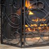 Noble House Christopher Iron Fireplace Screen, Silver Flower on Black 13