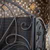Noble House Christopher Iron Fireplace Screen, Silver Flower on Black 14
