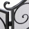 Noble House Christopher Iron Fireplace Screen, Silver Flower on Black 15