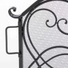 Noble House Christopher Iron Fireplace Screen, Silver Flower on Black 17