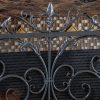 Noble House Crenshaw Iron Fireplace Screen, Silver Flower on Black 14