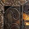 Noble House KeatonFireplace Screen Color gold flower on black 8