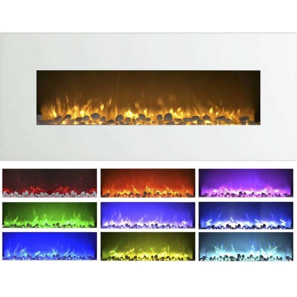 Northwest 50 inch Wall Mounted Electric Fireplace with Color Changing LED, White 2