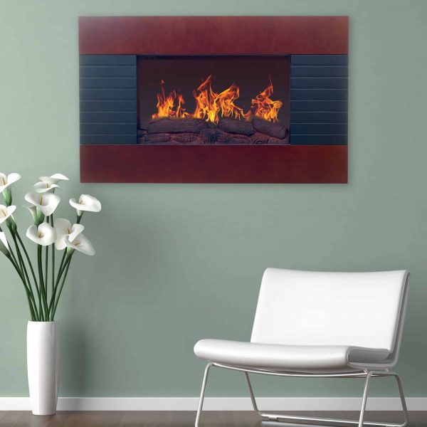 Northwest Mahogany Electric Fireplace with Wall Mount & Remote