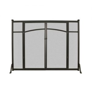 Open Hearth Flat Panel Fireplace Screen with Doors