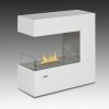 Paramount Free Standing Fireplace in Gloss White & Stainless Steel