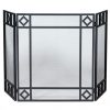 Pemberly Row 3 Fold Black Wrought Iron Screen with Diamond Design