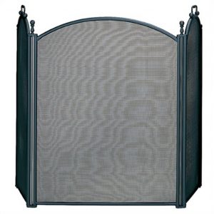 Pemberly Row 3 Fold Large Diameter Black Screen with Woven Mesh