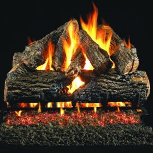 Peterson Real Fyre 18 Inch Charred Oak Log Set With Vented Propane G45 Burner - Match Light