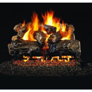 Peterson Real Fyre 18-inch Burnt Rustic Oak Log Set With Vented Propane G4 Burner - Manual Safety Pilot