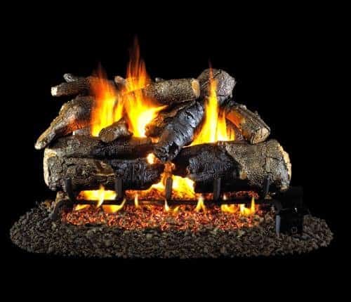 Peterson Real Fyre 18-inch Charred American Oak Log Set With Vented Propane G45 Burner - Manual Safety Pilot