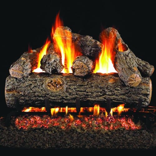 Peterson Real Fyre 18-inch Golden Oak Designer Plus Outdoor Gas Log Set With Vented Natural Gas Stainless G45 Burner - Match Light