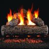 Peterson Real Fyre 18-inch Golden Oak Outdoor Log Set With Vented Natural Gas Stainless G45 Burner - Match Light