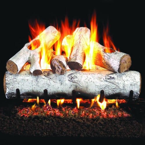 Peterson Real Fyre 18-inch White Birch Log Set With Vented Natural Gas Ansi Certified G46 Burner - Variable Flame Remote