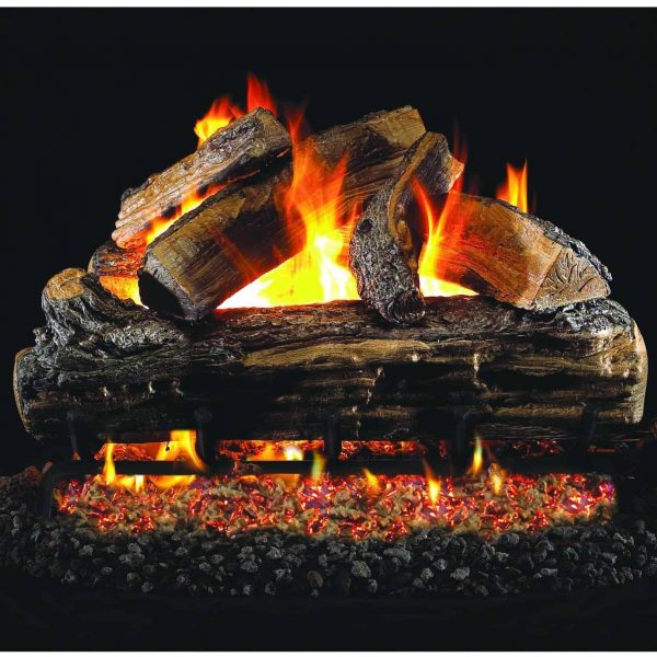 Peterson Real Fyre 20-inch Split Oak Gas Log Set With Vented Natural Gas Ansi Certified G46 Burner - Manual Safety Pilot