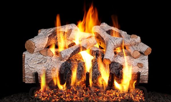 Peterson Real Fyre 24-inch Charred Mountain Birch Gas Log Set With Vented Natural Gas G4 Burner - Match Light