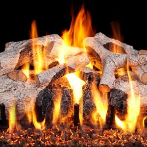 Peterson Real Fyre 24-inch Charred Mountain Birch Gas Log Set With Vented Propane G4 Burner - Manual Safety Pilot