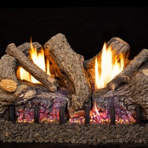 Peterson Real Fyre 24-inch Foothill Oak Log Set With Vent-free Propane Ansi Certified G19 Burner - Basic On/Off Remote