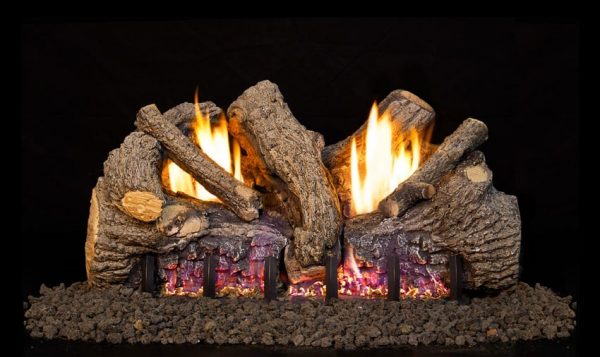 Peterson Real Fyre 24-inch Foothill Oak Log Set With Vent-free Propane Ansi Certified G19 Burner - Basic On/Off Remote