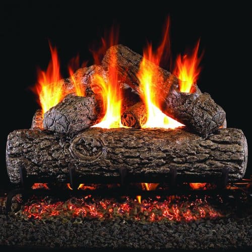 Peterson Real Fyre 24-inch Golden Oak Log Set With Vented Natural Gas Ansi Certified G46 Burner - Variable Flame Remote