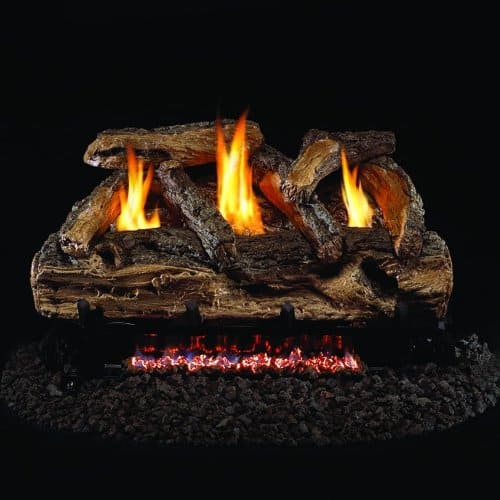 Peterson Real Fyre 24-inch Split Oak Log Set With Vent-free Natural Gas Ansi Certified G9 Burner - Variable Flame Remote