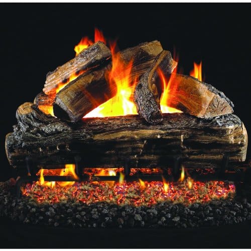 Peterson Real Fyre 24-inch Split Oak Log Set With Vented Natural Gas G45 Burner - Match Light