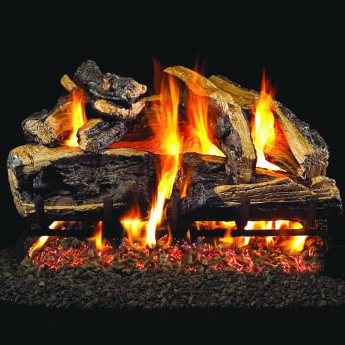 Peterson Real Fyre 30-inch Charred Rugged Split Oak Log Set With Vented Natural Gas G4 Burner - Match Light