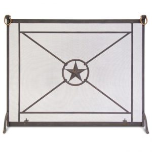 Pilgrim 18325 Single Panel Western Star Screen - Distressed Bronze with Leather Accents