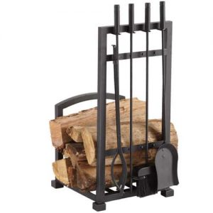 Pleasant Hearth 4-Piece Harper Fireplace Toolset with Log Holder